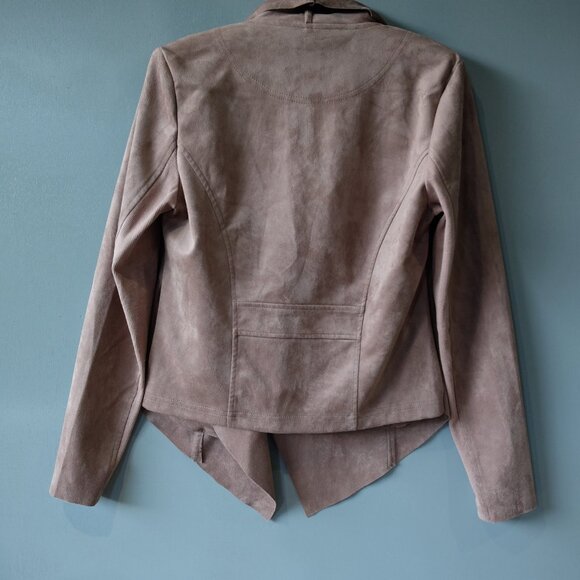 Vigoss Drapped Faux Suede Jacket Size S Dress Blazer Zipper Lightweight - Picture 7 of 7